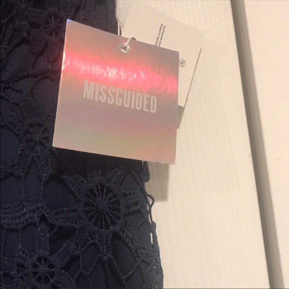 Missguided Blue Lace Fishtail Midi Dress - Picture 2 of 6